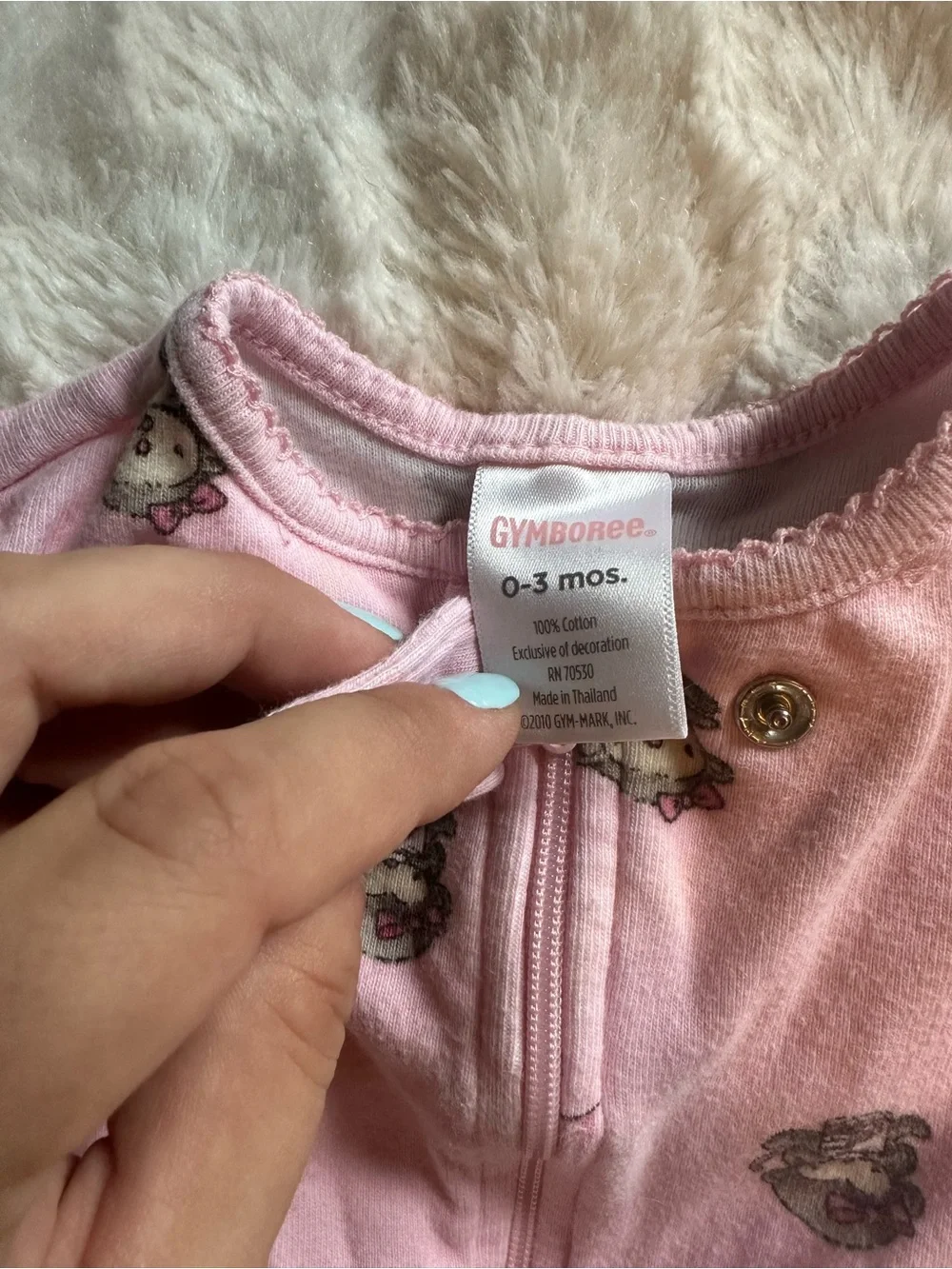 Gymboree Pink Fleece Footed One-Piece with Animal Print